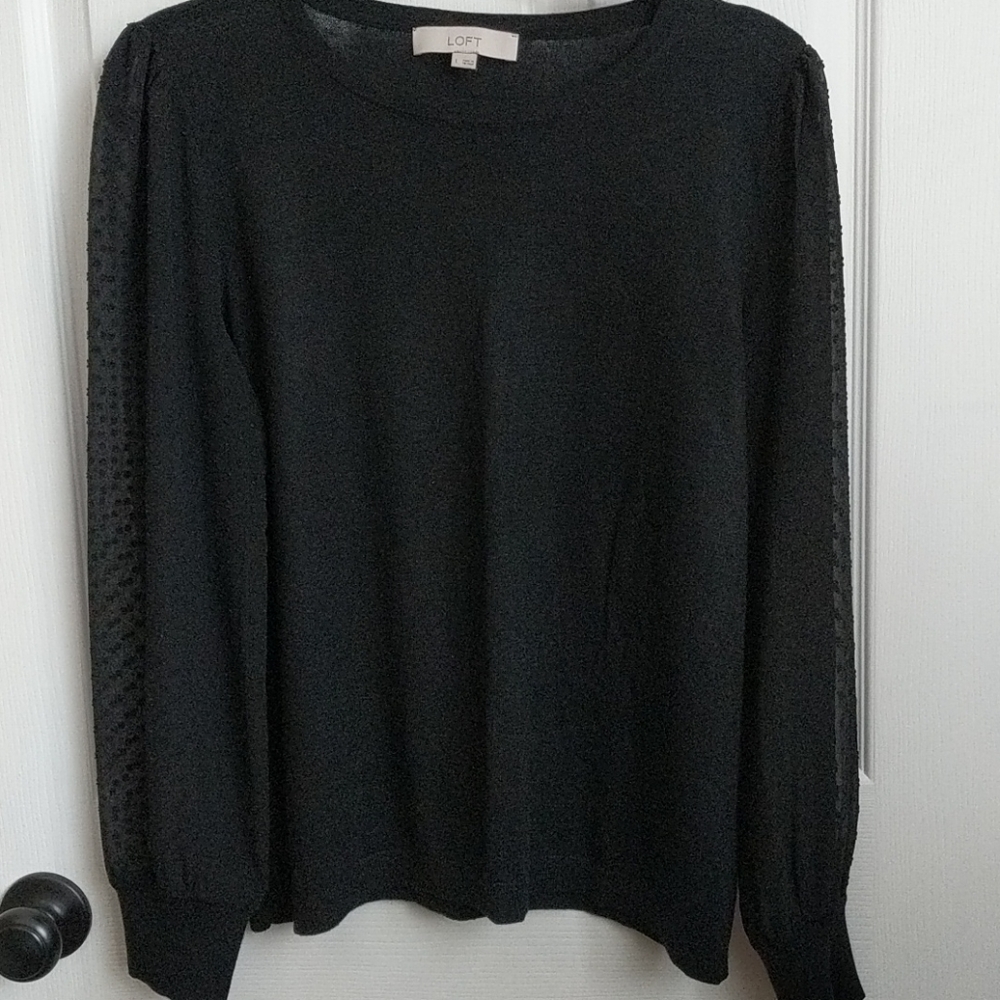 Loft black Sheer Sleeves sweater